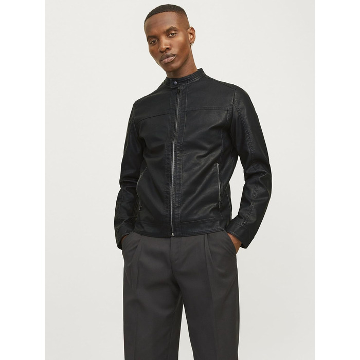 Чоловіча куртка з екошкіри Jack & Jones, чорна, розмір XL