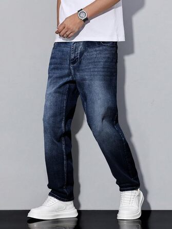 Чоловічі джинси Elegancity Baggy Stretch — широкі штани в стилі Y2K Streetwear, Loose Fit, темно-сині, розмір XXL