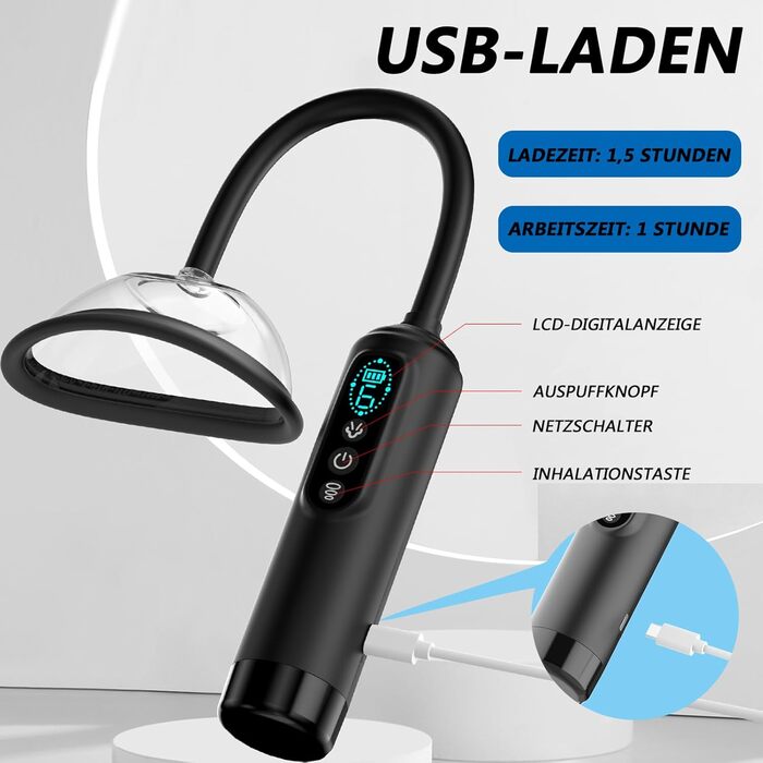 Електрична вакуумна пампушка для жінок з 6 рівнями потужності, для кліторальної та вагінальної стимуляції, 5 присосок (2 великі + 3 малі) - секс-іграшки для жінок та пар