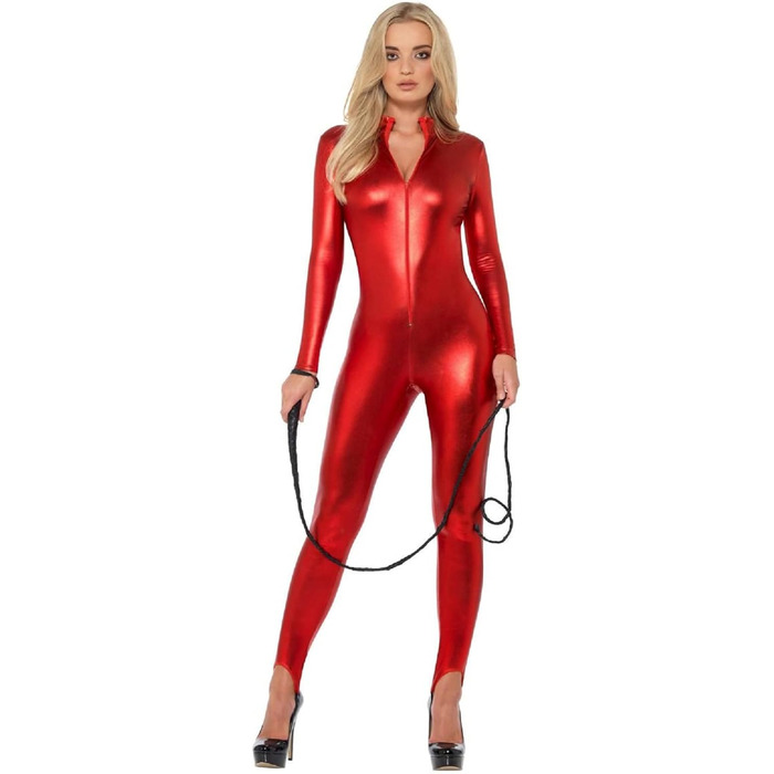 Костюм-комбінезон MIMIKRY Catsuit Rot Metallic Teufel Boxenluder Domina з лаку та шкіри, червоний, XS