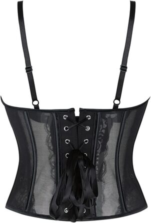 Топ-корсет жіночий у стилі Ренесанс з сітчастими вставками для вечірніх образів – побачення, осінній стиль, милий кроп-топ для вечірки, клубу, танк з корсетним шнуруванням #04-чорний XS