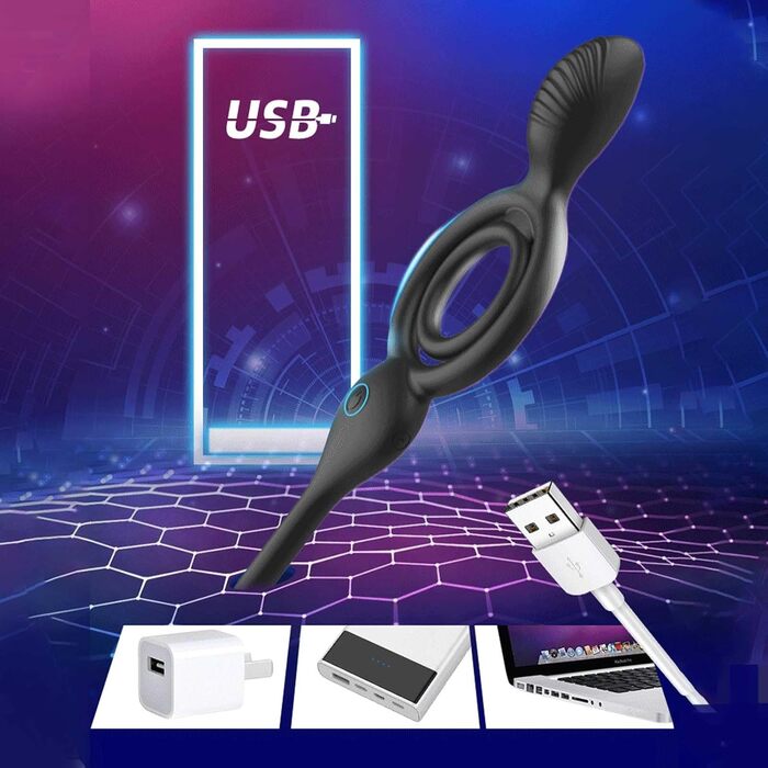 Масажер для чоловіків 4-в-1: кільце-стимулятор, масажер простати, анальні кулі, G-spot масажер. Іграшки для дорослих, для пар