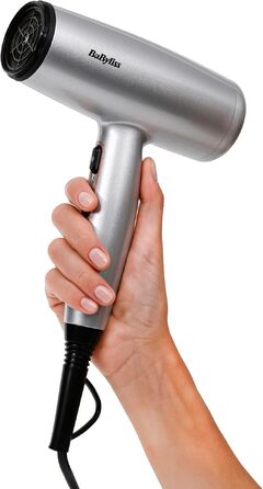 Фен для волосся BaByliss Cosmos D580DE з дифузором, 2100 Вт, іонізація, 3 температурних та 2 режими обдуву, сріблястий (Satined Cosmic Grey)