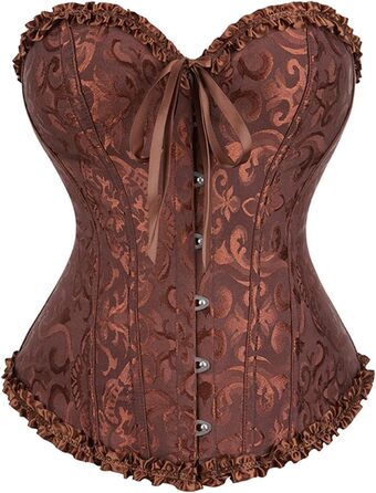 Корсет Daen Korsett для корекції фігури, бюстгальтер-корсеть, готичний стиль, шнурівка, бюстгальтер (Коричневий, S)