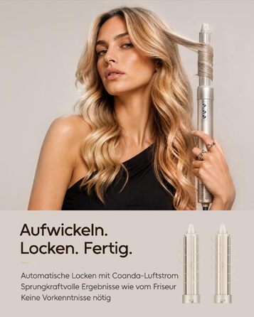 Мультистайлер 6 в 1 7MAGIC Airstyler: іонний фен, автоматичний стайлер для локонів та щітка для вирівнювання волосся, ефект Коанда, колір Champagne Gold
