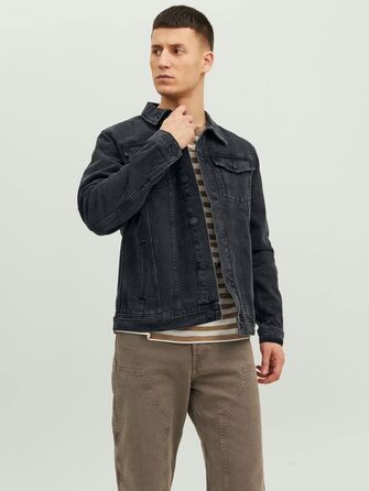 Чоловіча джинсова куртка JACK & JONES чорного кольору, розмір XXL