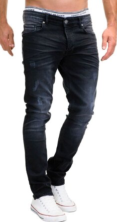 Чоловічі джинси MERISH Slim Fit з ефектом Stretch, дизайнерські денімові штани, чорні, модель 9148-2100 (34W / 32L)
