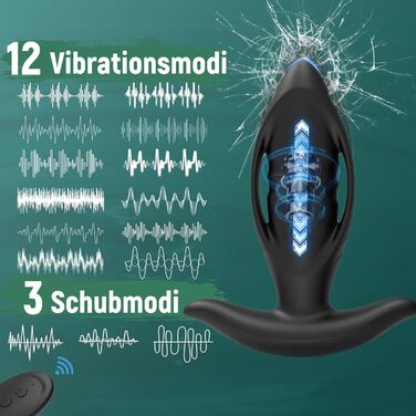 Вібратор для анального секса ZWFUN з 12 вібраціями, стимуляція простати, для чоловіків та жінок. APP-керування, 3 режими, масажний анальний плагін