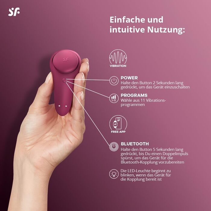 Вібратор Satisfyer Sexy Secret Connect App, 8,5 см: міні-вібратор з керуванням через додаток | Тихий, портативний | Для еротичної стимуляції