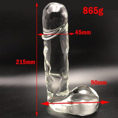 Скляний дildo XXL ScreaAss 21.5 см: кришталевий анальний плуг для дорослих, прозорий, 45 мм