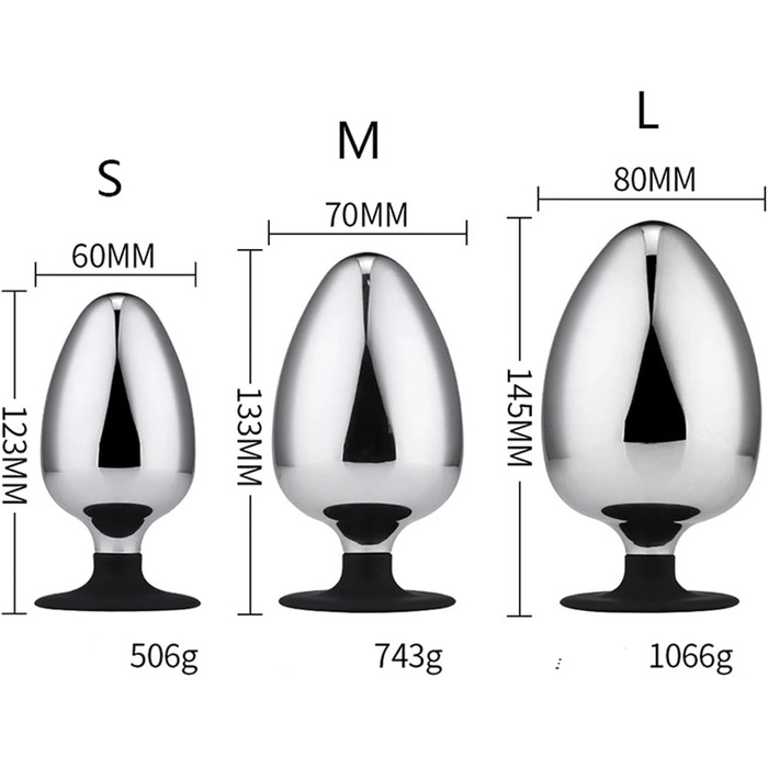 Анальний плаг GeRRiT з нержавіючої сталі, еліптичної форми, для масажу простати та стимуляції, унісекс (S)