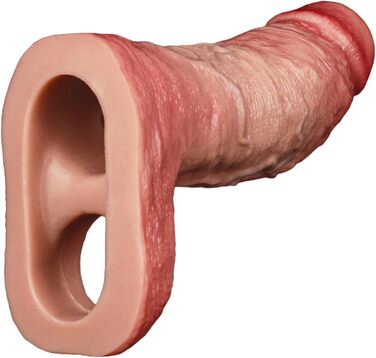 Реалістична секс-іграшка для чоловіків: пеніс-манжета з текстурою вен, шкірного кольору, з кільцем для яєчок (M)