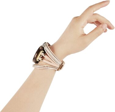 Шкіряний ремінець KONAFEI для Samsung Galaxy Watch 7/FE/6/5/4/3/Active 2, Classic (20 мм), Bead & Gold з металевою застібкою