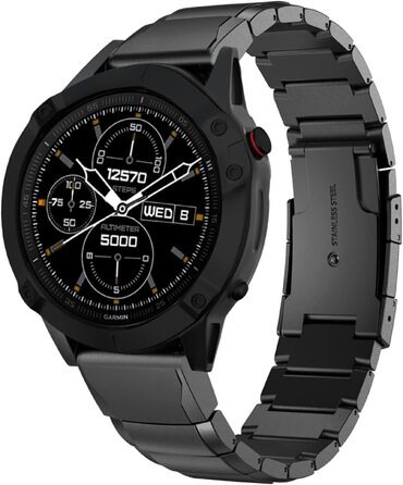 Сталевий металевий ремінець для Garmin Fenix 7, 7S, 7X, 6X, 6 Pro, 5X, 5, 3HR, Epix — 22мм, Easyfit, колір агат
