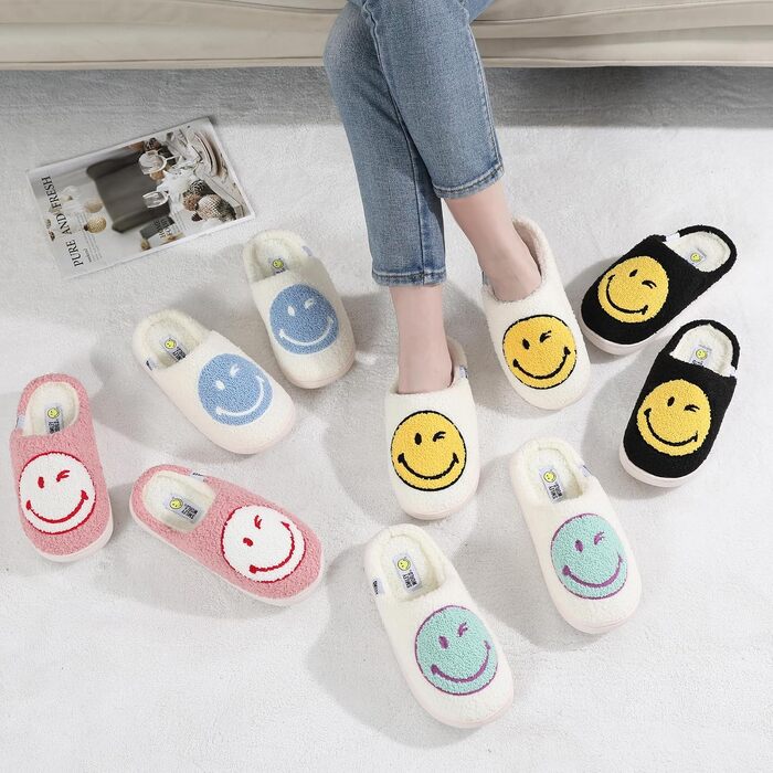 Зимові домашні капці SMILEYWORLD® з ефектом пам'яті Memory Foam, м'які плюшеві пантофлі для жінок та чоловіків, біло-рожеві, розмір 38/39 EU