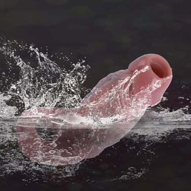 Реалістичний пеніс-чохол з кільцем для яєчок, для збільшення пеніса, з рідкого силікону, для затримки еякуляції (M)