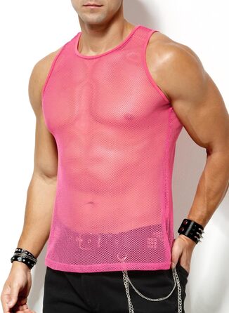 Чоловіча сітчаста майка Casey Herren Netz Tank Top з круглим коміром, Cubwear (L, рожевий A3)