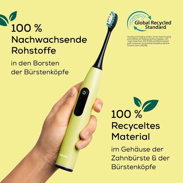 Електрична сонічна зубна щітка Beurer SC 30, 4 режими чищення, 80 000 вібрацій, LED-дисплей, таймер зон, колір Splashy Lemon, 2 насадки