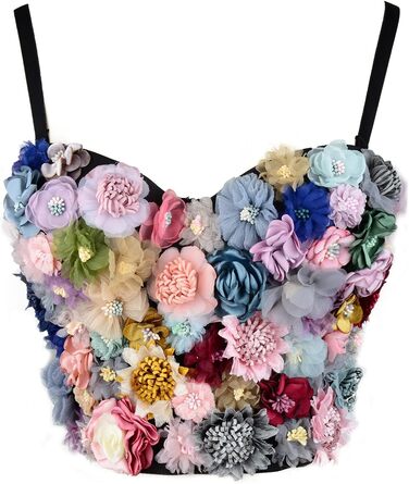 Чорний бюстгальтер-топ Ellacci з 3D-квітами для вечірки, весілля, клубу. Розмір XS