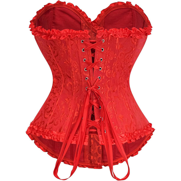 Корсет-топ CSKJ для жінок: готичний корсет з мереживом, повномірний розмір, готичний стиль, форма для тіла, бавовна, червоний (XXL)