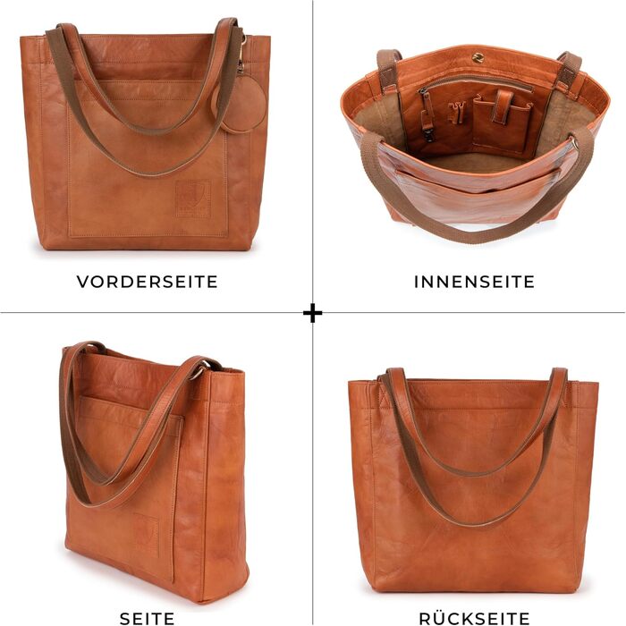 Жіноча шкіряна сумка-шопер Berliner Bags Vintage Seville, коричнева сумка з ручками
