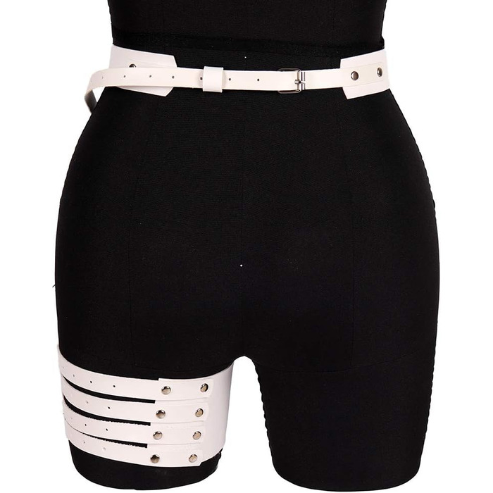 Жіночий шкіряний повзунок для панчіх, корсетний пояс, регульований, повзунок для ніг, каге для тіла, панчохи, стрічки для стегон (білий)