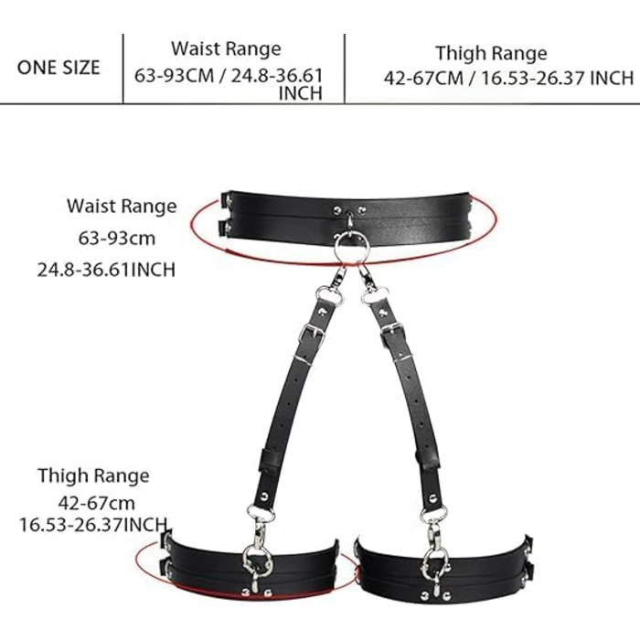 Жіночий готичний набір ременів на стегна з екошкіри, регульовані, для панчіх, косплей, карнавал, панк, вечірні образи (білий/розкішний сад)