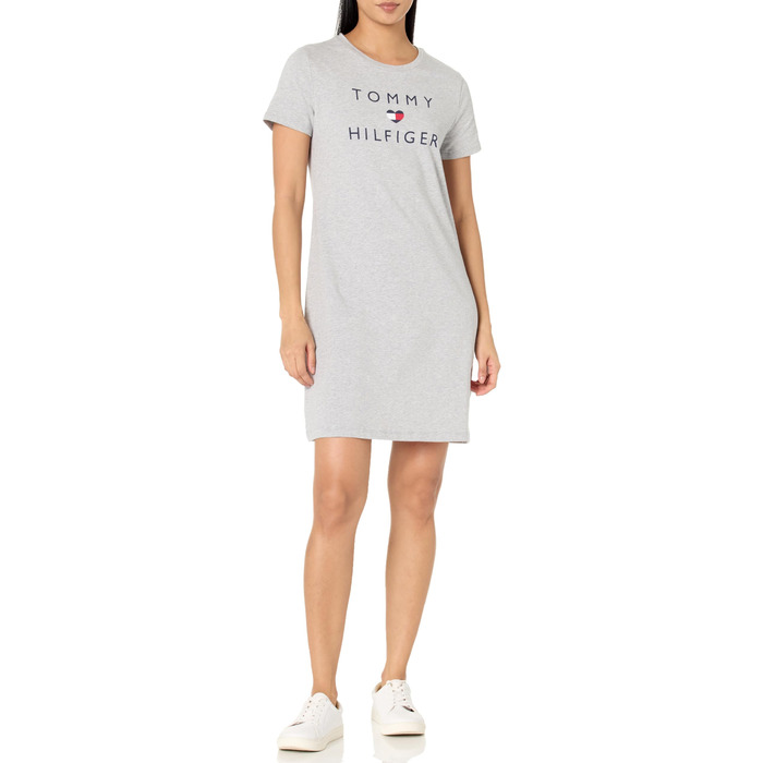 Сукня-футболка Tommy Hilfiger Daen з коротким рукавом, бавовна, сірий меланж (L)