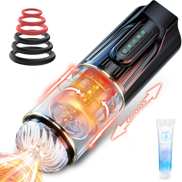 Інтимна іграшка для чоловіків - мастурбатор з 4 режимами всмоктування, 10 телескопічних та 10 обертових, кільце для пениса, MD-FRheidong