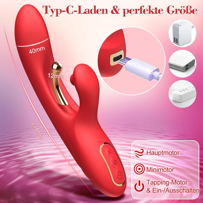 Вібратор Rabbit Sexspielzeug для жінок: стимуляція G-точки, клітора, Dildo. 9 режимів вібрації, стимулятор для дорослих.