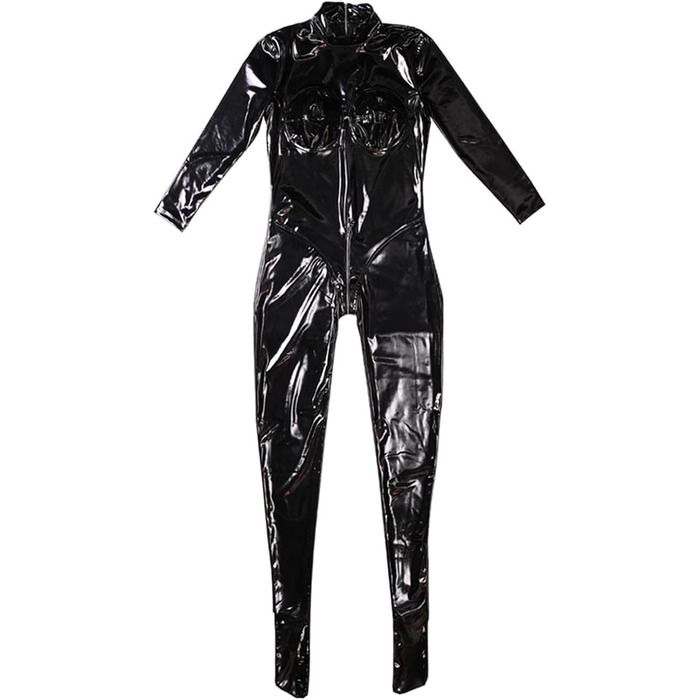 Жіночий комбінезон з латексу, чорний, 3XL: сексуальний образ для вечірок та сцени