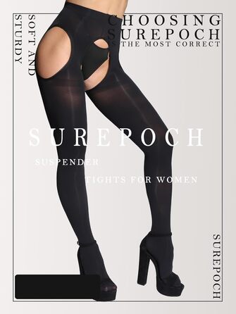 СUREPOCH Штрих-панчіх для жінок великих розмірів, відкритий крок (3XL-4XL, Равенчорний)