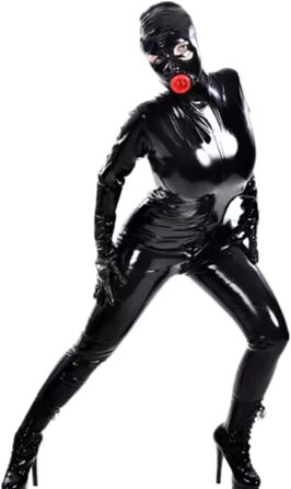 Комбінезон з латексу GAYLOP чорного кольору, повне покриття, двостороння блискавка на кроці, L