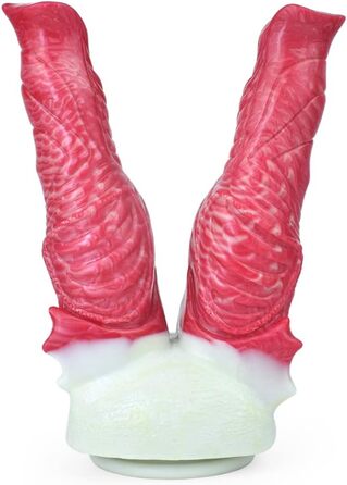 Двофалічний секс-іграшка Jixaxe з силікону, червона (для вагінальної та анальної стимуляції)