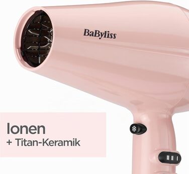 Фен для волосся BaByliss Rose Blush 5337PRE, 2200 Вт, з іонною технологією, 3 температурні та 2 швидкісні режими, рожевий