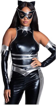 Латексний жіночий костюм-комбінезон з ефектом лаку. Чорний еротичний костюм для дорослих. Ідеально для Хелловіну та карнавалу.