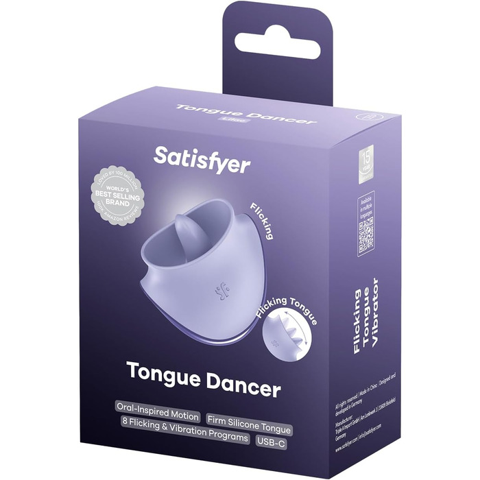 Satisfyer Tongue Dancer: Вібратор для клітора з функцією язичка, 8 режимів вібрації та 8 режимів стимуляції, силікон, водонепроникний (IPX7)