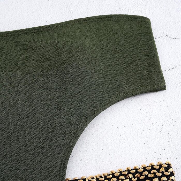 Купальник жіночий з вирізами Damen One Shoulder, чорний, з ефектом формування фігури, розмір L