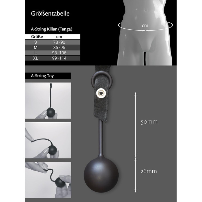 WILDYOU A-String Kilian Plug Tanga XL Чорний - сексуальна білизна для дорослих