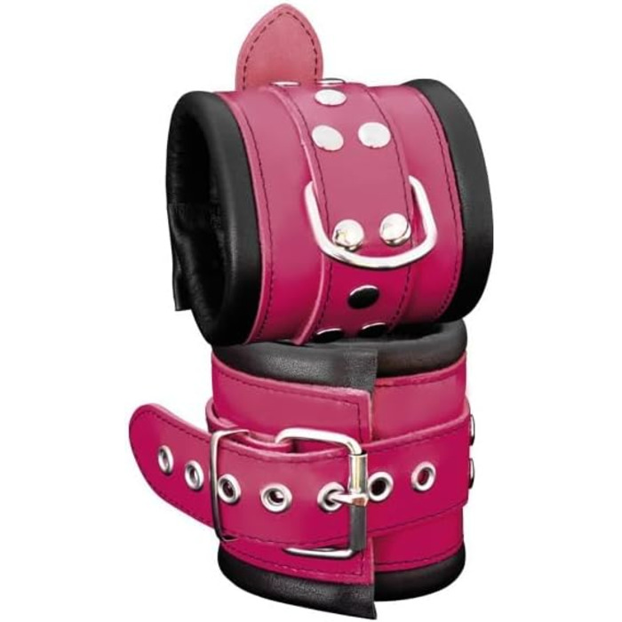 Набір для БДСМ: шкіряне спорядження для зв'язування (набір) - чорний/рожевий