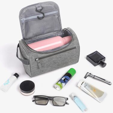 Дорожня косметичка Etercycle з екошкіри (PU), водонепроникний органайзер для макіяжу та аксесуарів з підвісом, сіра