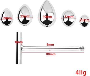 Анальний масажер Axcroo з 5 знімними кульками. Металевий анальний стимулятор, вібратор для жінок та чоловіків. Набір анальних кульок, анальний дільник, стимулятор G-точки.