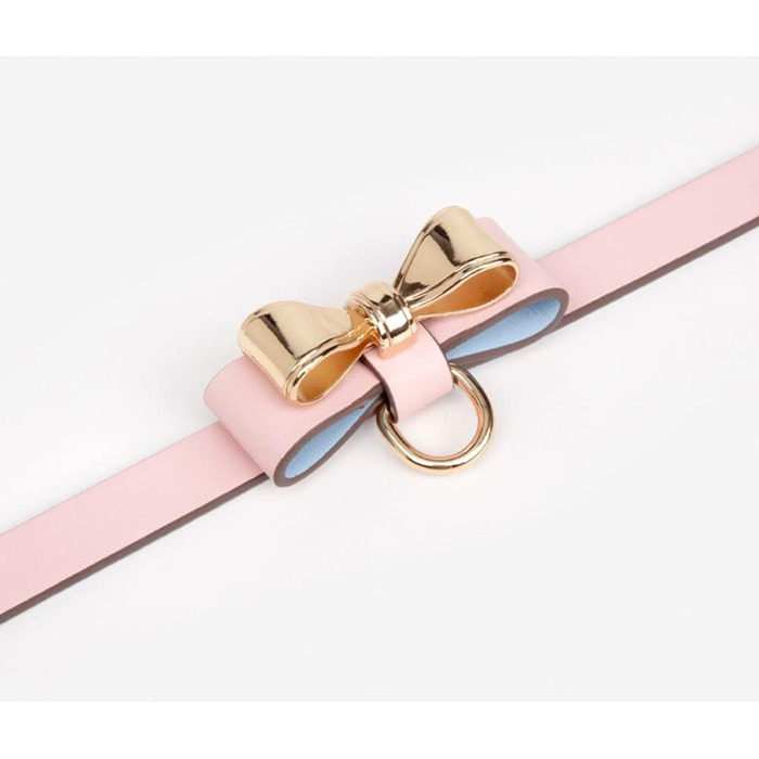 Ошийник-нашийник SM з бантиком, регульований, рожевий (35-43 см)