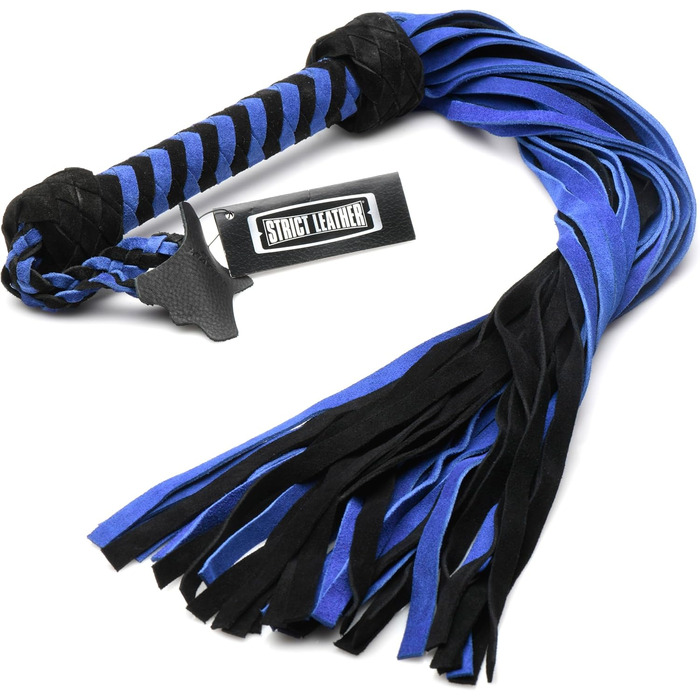 Чоловічий плетений ремінь з шкіри та замші чорного та синього кольорів