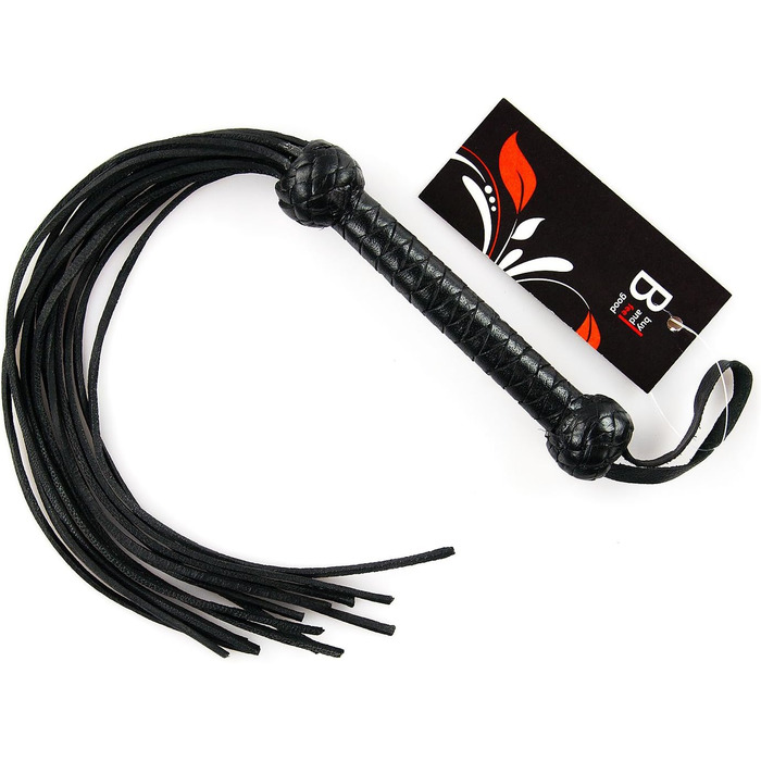 Чорна ге́ртка з преміум-шкіри буйвола, ручної роботи, 65 см - для еротики, SM, секс-іграшки