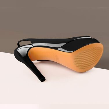 Жіночі босоніжки на платформі Only Maker з відкритим носком та ремінцем Slingback, високі підбори, 43 EU, чорний лак