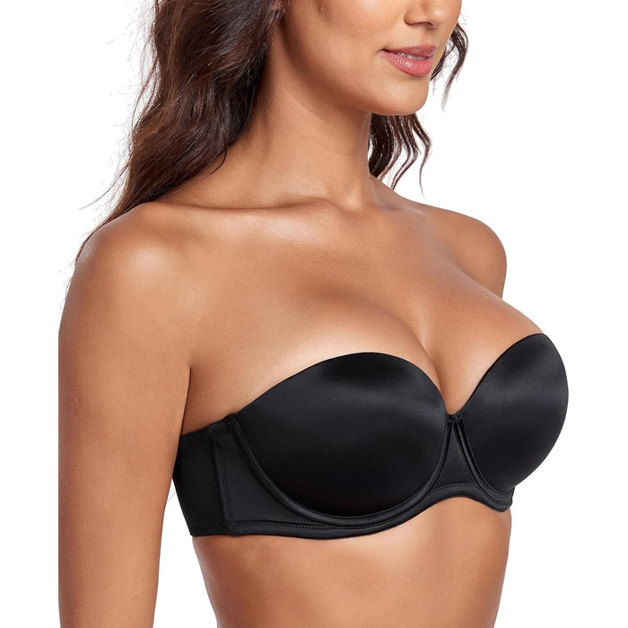 Леморосі: Безшовний бюстгальтер пуш-ап великих розмірів з підтримкою, з кісточками, мультивей, знімні бретелі (75B, чорний)