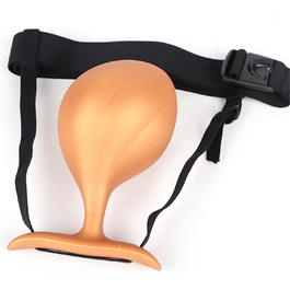 Анальний плагін Jinqian з силікону з металевою кулею, носимий дилда, Buttplug з ханесом, ременем, великі анальні кулі, анальний плагін, дилататор, секс-іграшка для жінок та чоловіків (золото)