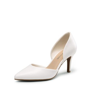 Жіночі туфлі-човники DREAM PAIRS на високих шпильках, білі (розмір 36.5 EU, екошкіра PU)