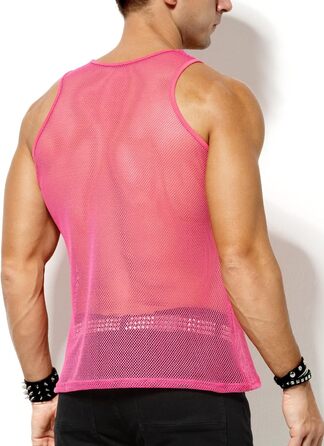 Чоловіча сітчаста майка Casey Herren Netz Tank Top з круглим коміром, Cubwear (L, рожевий A3)